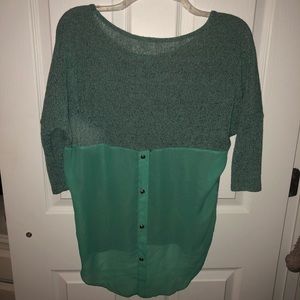 Aqua blue high low shirt